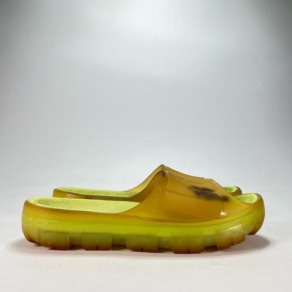 UGG Jella Clear Slide Sulfur Yellow Translucent Platform Sandals Women's Sz 10